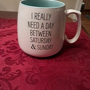 Humorous White and Blue Mug